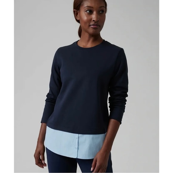 🎉Athleta Gallery Top 2.0, Women’s Size Med, Navy/Quarry Blue - Picture 1 of 8